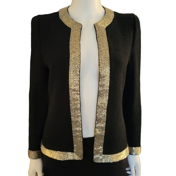 Adolfo Wool Suit with Sequin Embellishments S - Picture 1 of 3